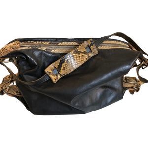 NICHOLAS K Black Leather Snake Strap Shoulder Bag